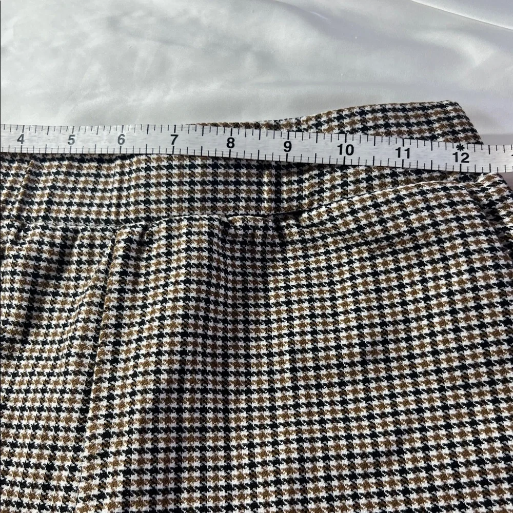 SHEIN Women’s Plaid‎ Pants Brown Black Stretchy Front Pockets Dress Pants Small